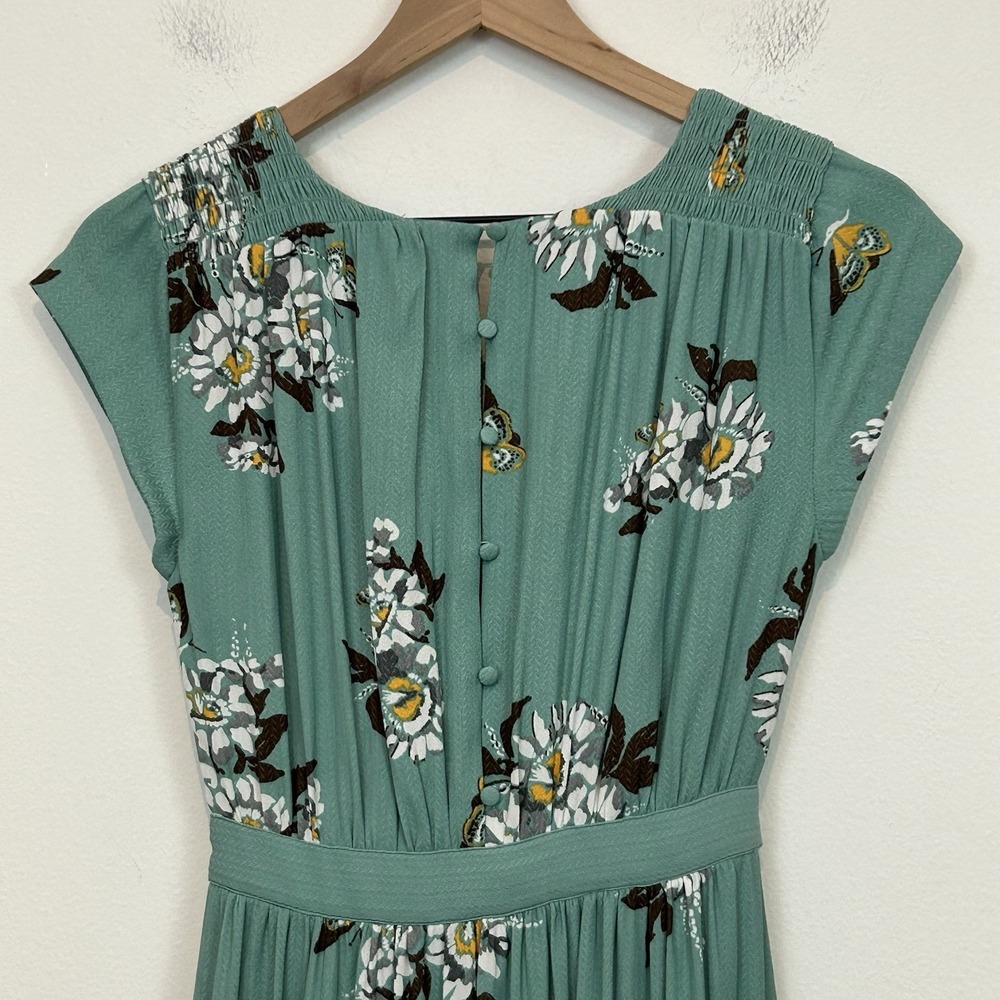 Free People Size 0 All I Got Floral Printed Maxi Dress Green Tiered Boho - Picture 13 of 16
